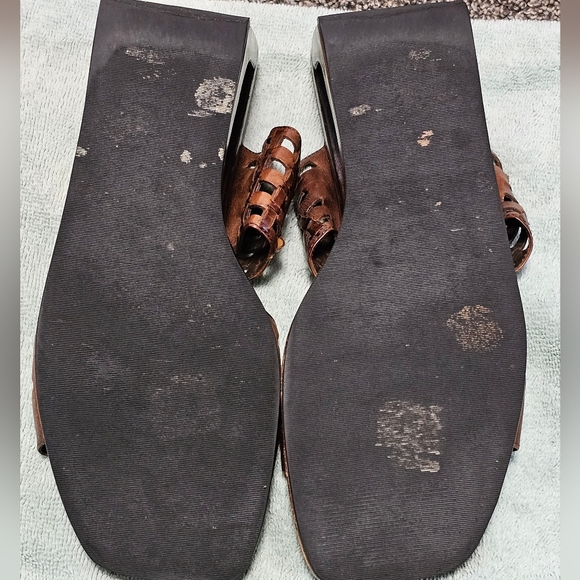 Cole Haan studio woven wood platform sandal Asian inspired leather - Picture 8 of 9